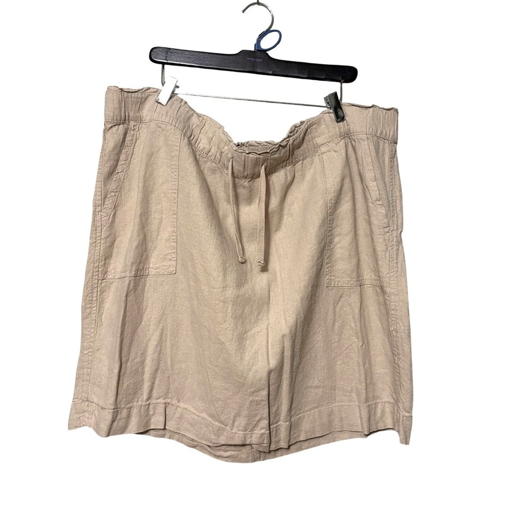 Dash Womens Beige Linen Blend Elastic Waist Skirt 1X With Pockets Resort Beach